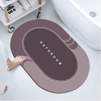 Alpha Furnishing 16 x 24 Inch Anti-Skid Oval Rubber Door Mats For Bathrooms & Kitchens – Set of 2 (Random Multicolor)